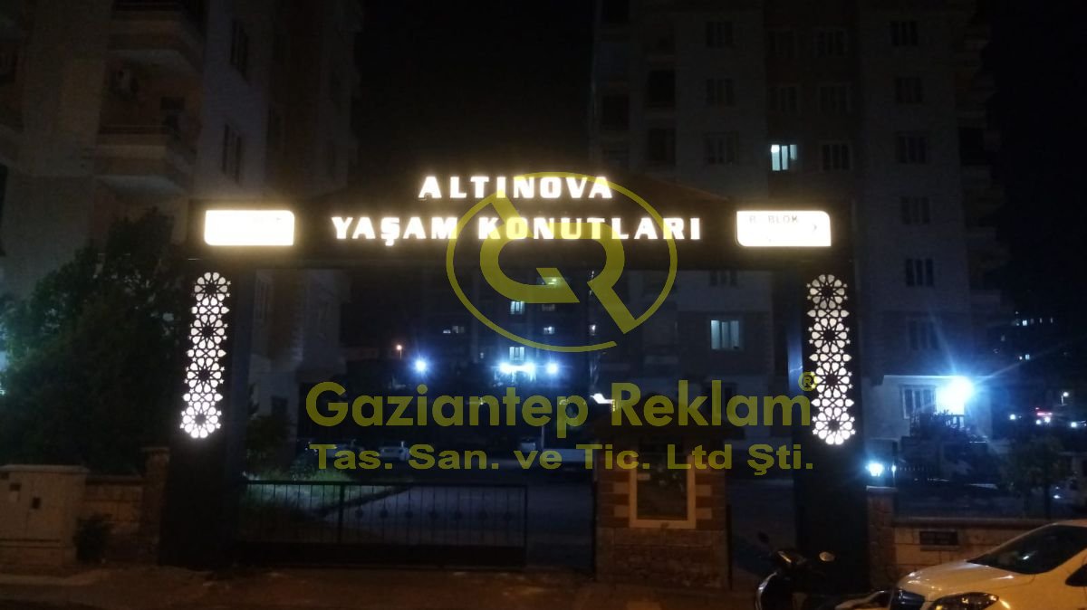 Altınova Yaşam Konutları Estetik Kutu Harf Giriş Levhası