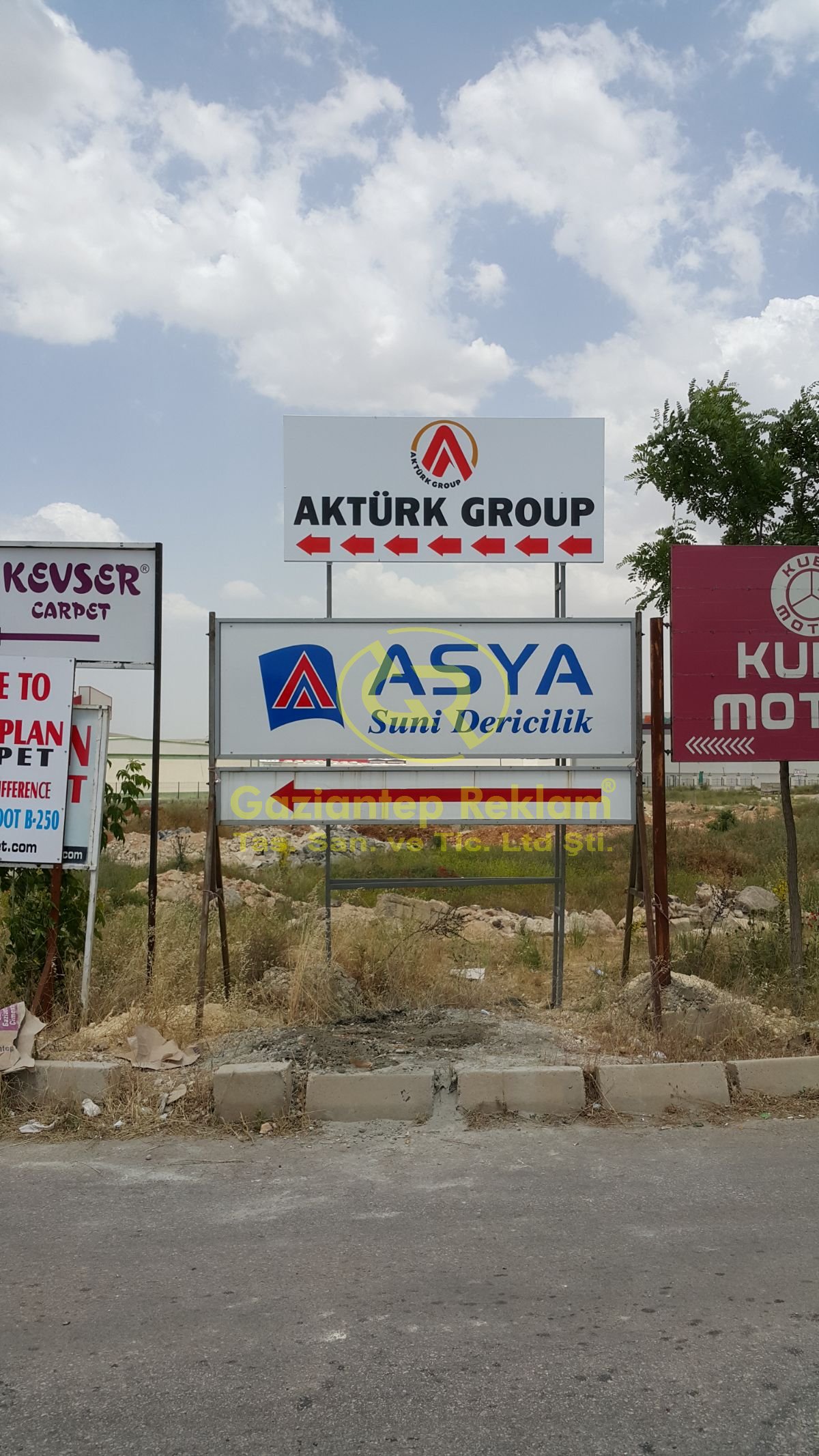 ASYA Suni Dericilik Yol Kenarı Yönlendirme Sac Tabelası