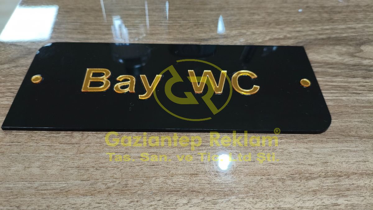Bay WC Aynalı Gold Pleksi Yönlendirme Tabelası