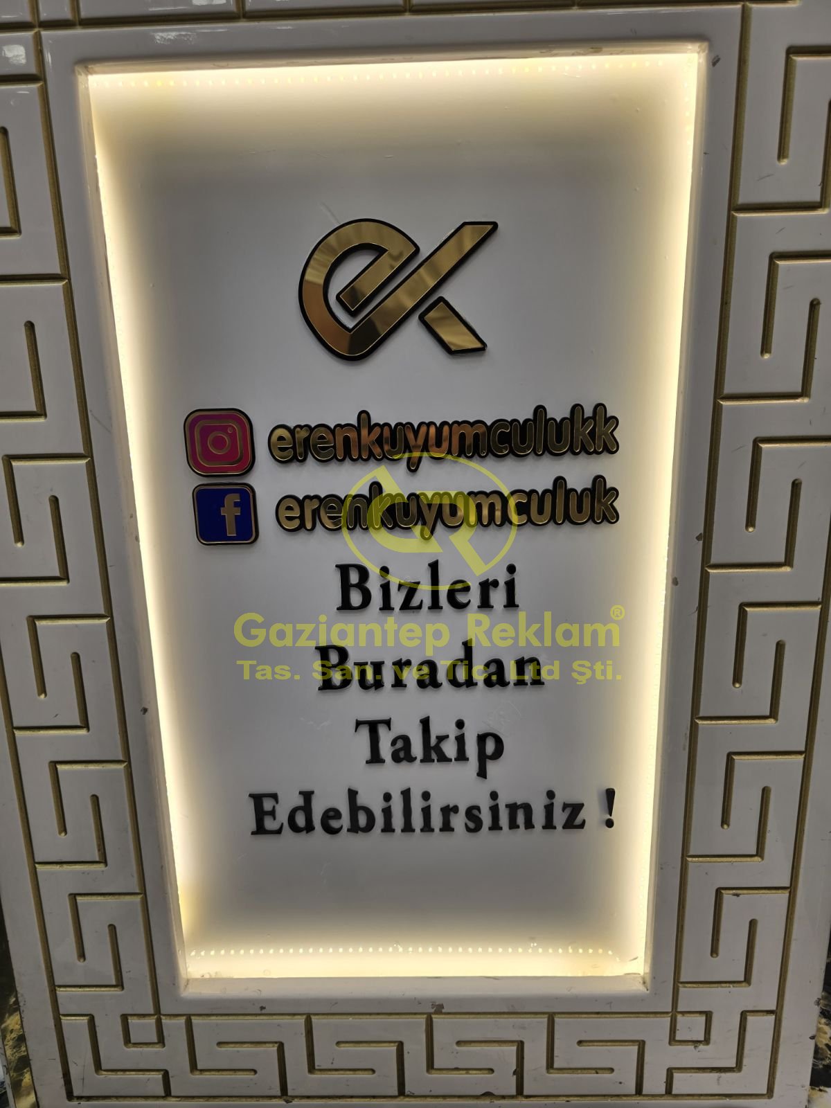 Eren Kuyumculuk Aynalı Krom 3D Lazer Kesim İç Mekan Tabelası
