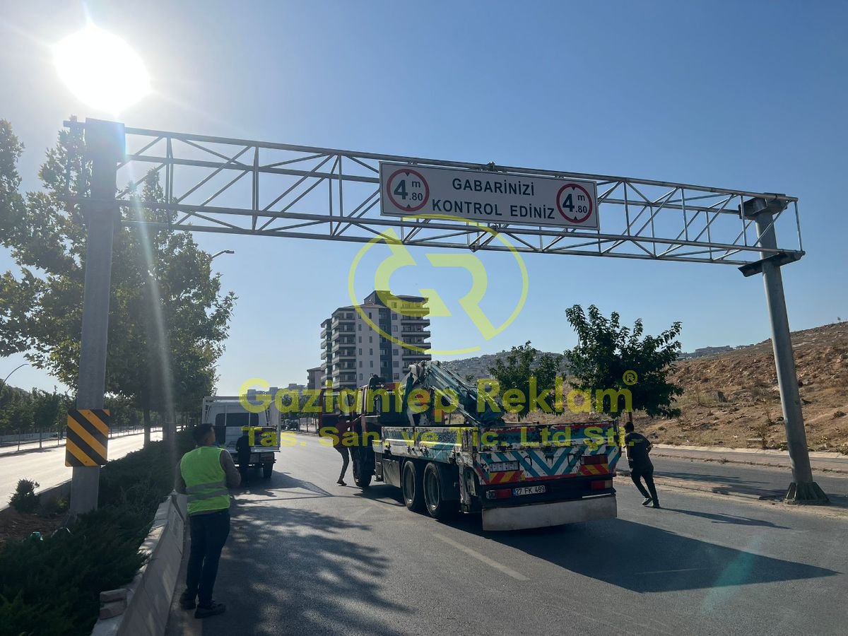 Gabari Kontrol Uyarısı Çelik Konstrüksiyon Portal Tabela