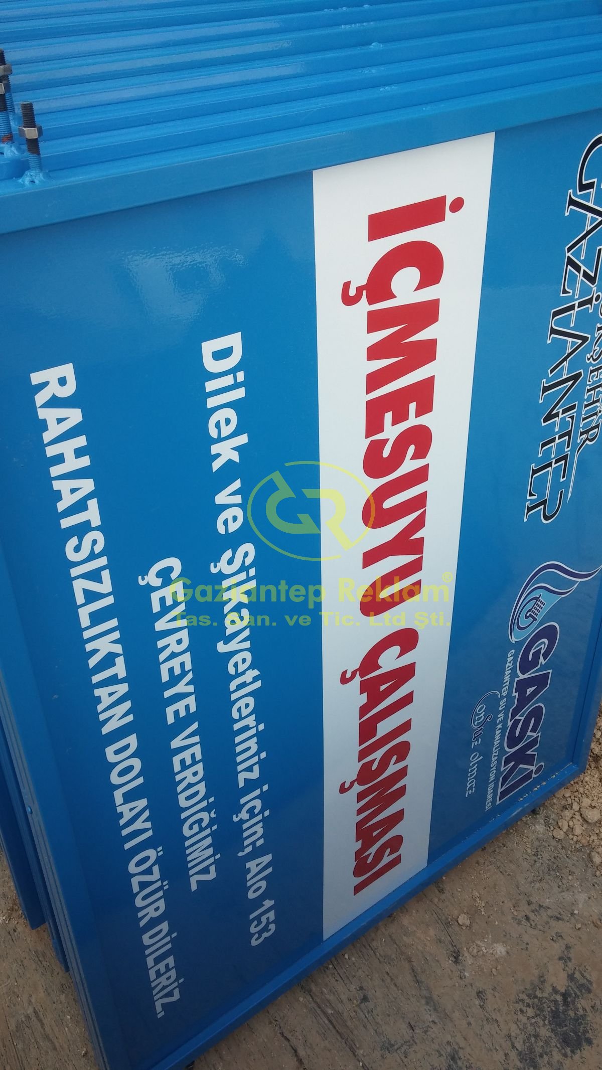 GASKİ İçme Suyu Çalışması Dayanıklı Sac Bilgilendirme Panosu