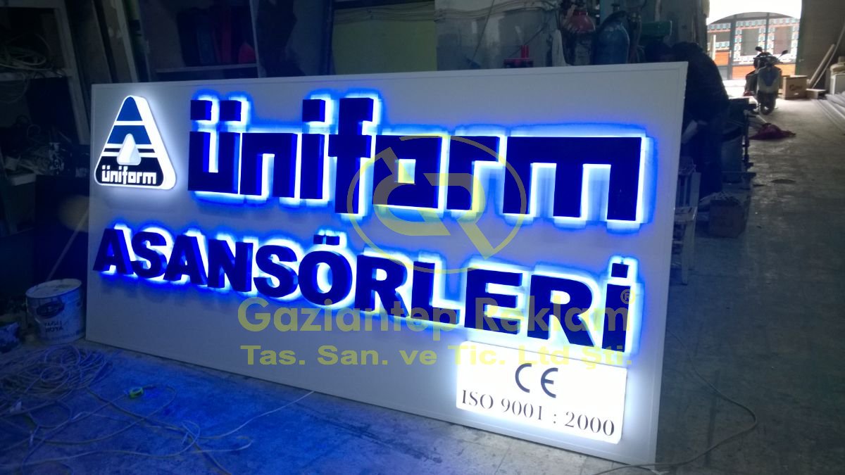 Halo Efektli Mavi LED Pleksi Kutu Harf Tabela