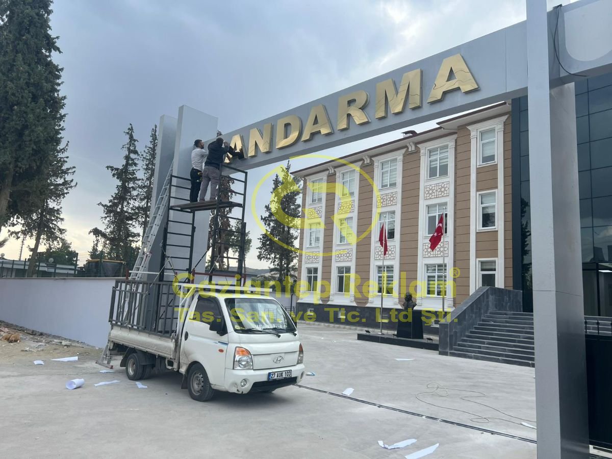 Işıklı Altın Paslanmaz Kutu Harf jandarma Tabela