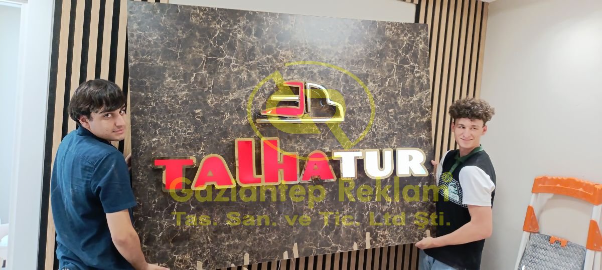 Kurumsal Mermer Efektli Ön Işıklı Kutu Harf Tabela