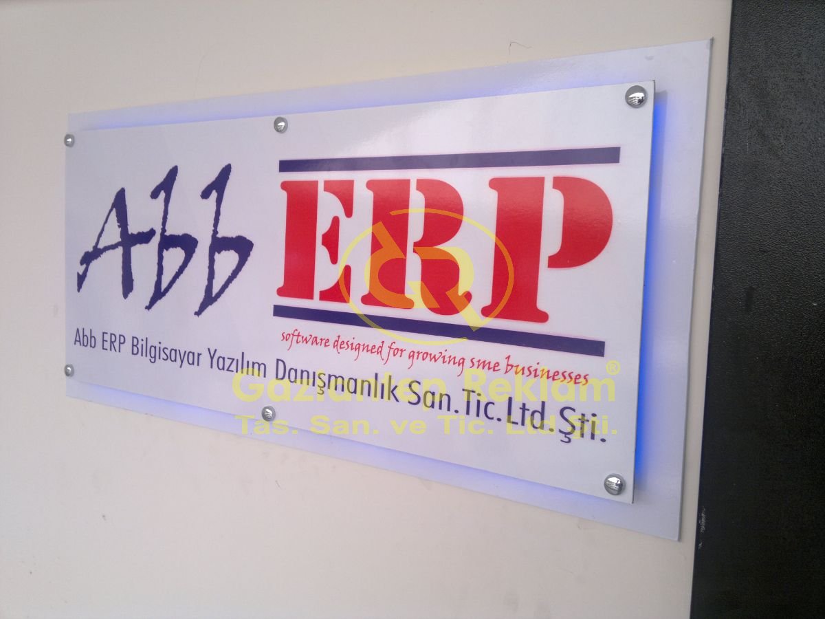 Kurumsal Pleksi Ofis Levhası Gizli LED Aydınlatmalı