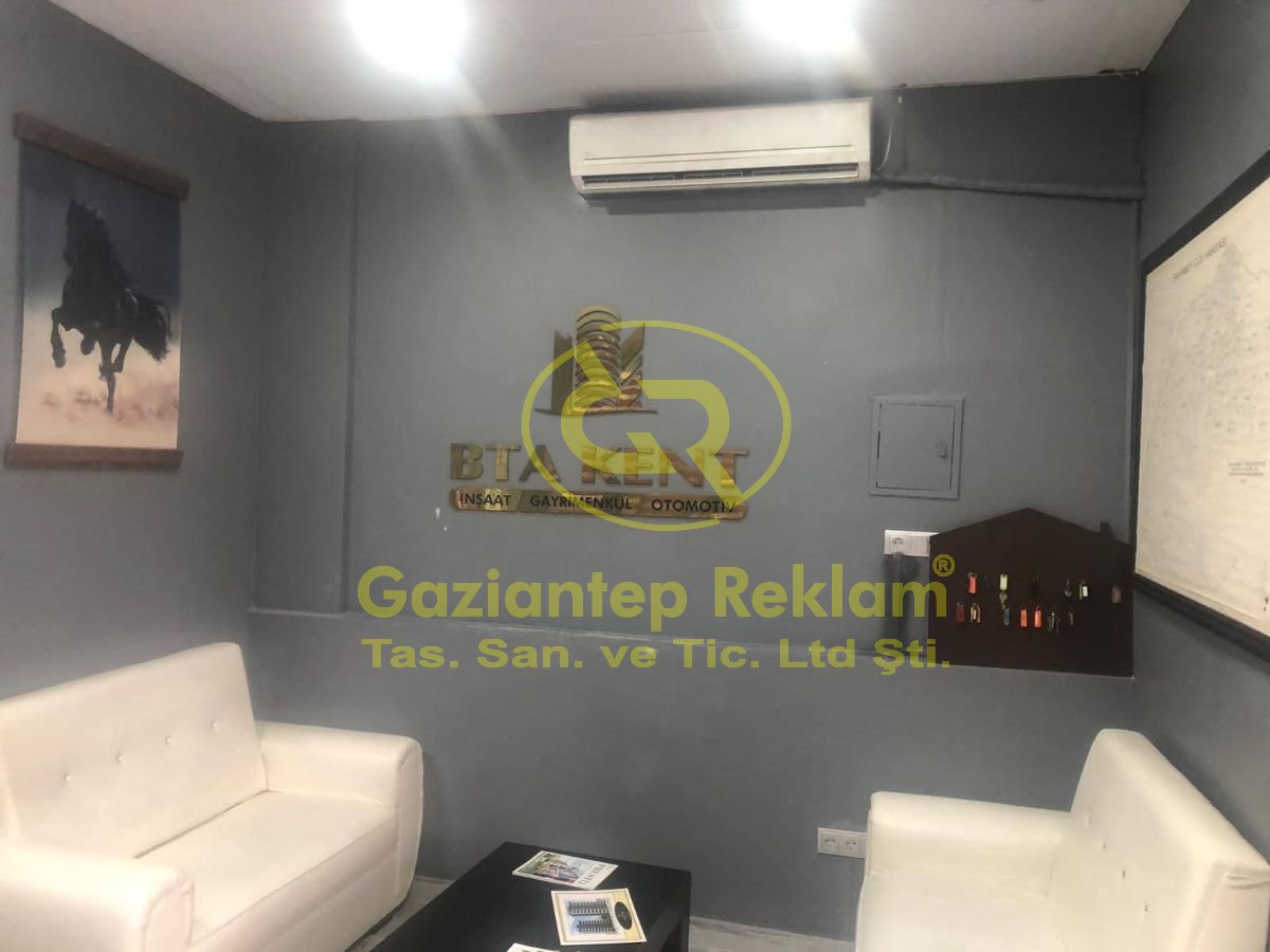 Lüks Altın Alukor Ofis Giriş Kabartma Tabela