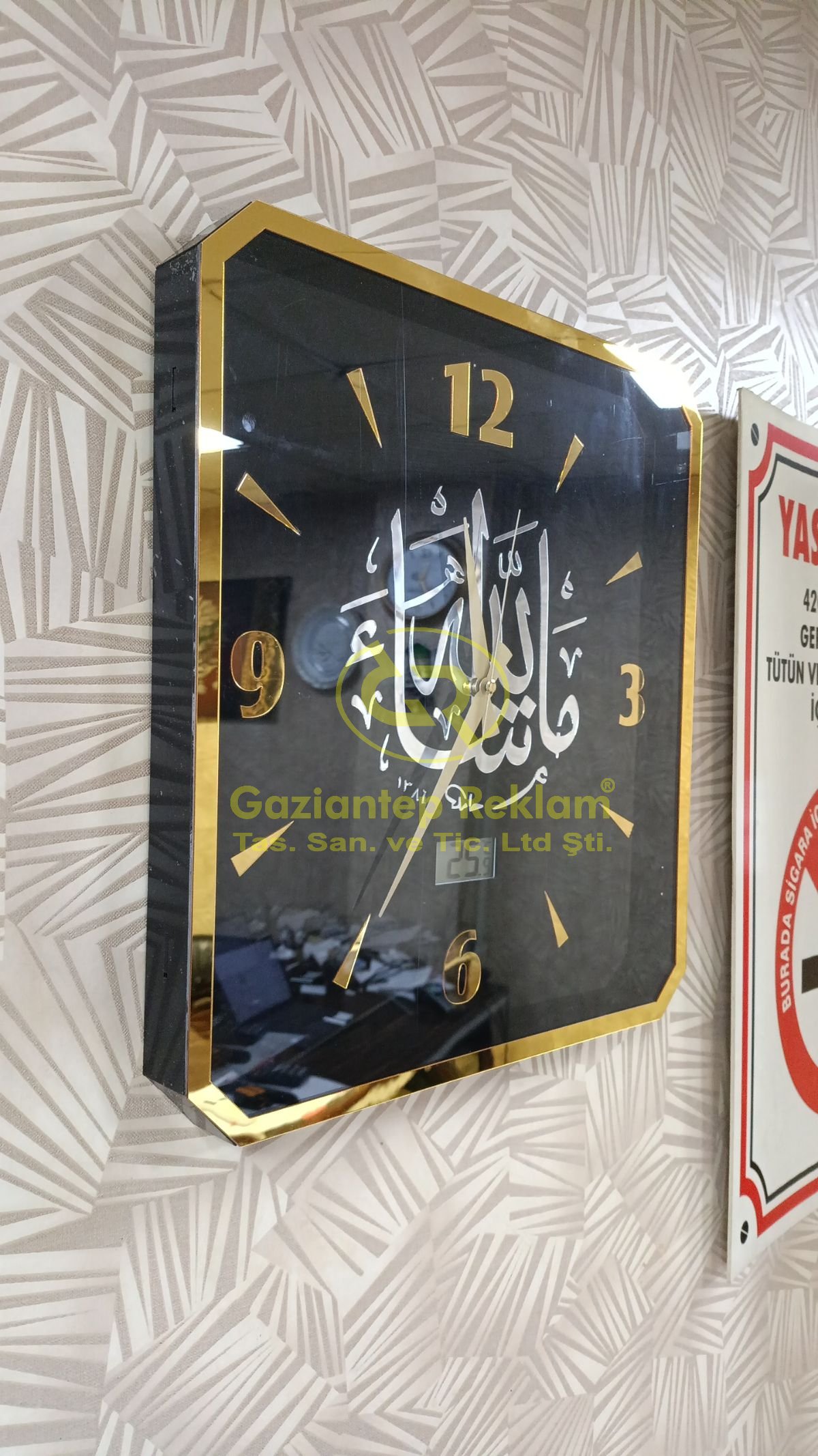 Lüks Gold Pleksi Özel Tasarım Duvar Saati