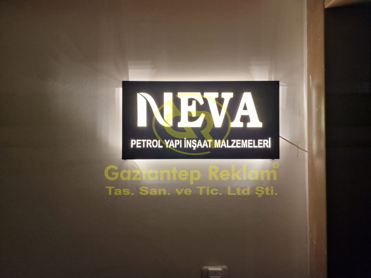Modern Işıklı Oyma Zeminli Büro Tabelası