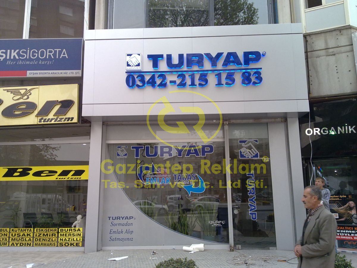 Modern Mavi Alüminyum Işıklı Kutu Harf Tabela