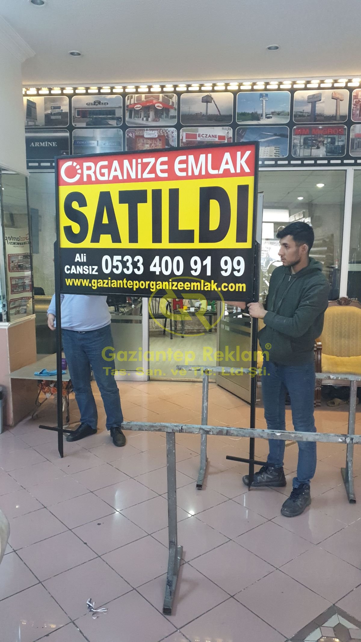 Organize Emlak Ayaklı Işıksız Sac Tabela