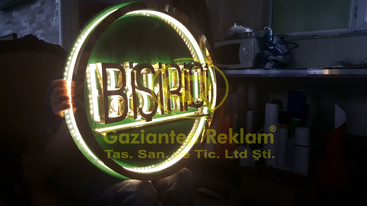 Parlak Gold Paslanmaz Kutu Harf Yuvarlak Tabela