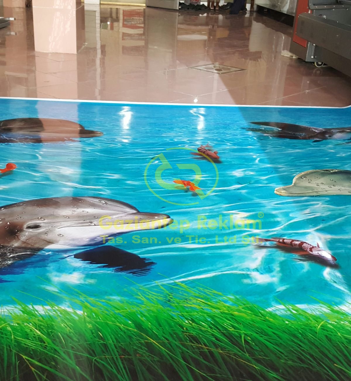 Profesyonel 3D Efektli Kaymaz Zemin Sticker Baskı