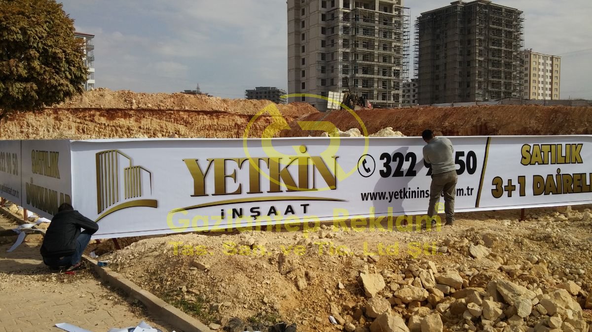 Şantiye Alanı Dayanıklı Dış Mekan Vinil Germe Tabela