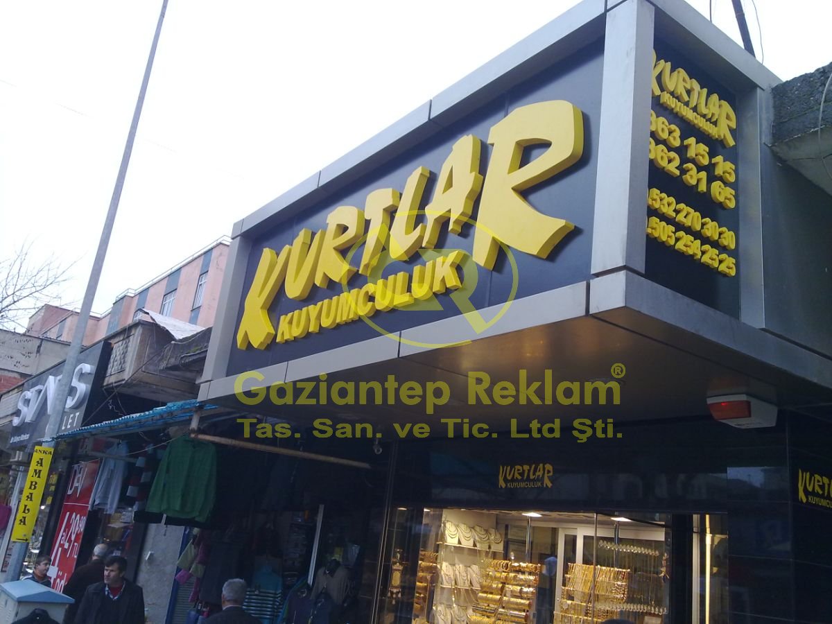 Sarı Alüminyum Kutu Harf Kompozit Panel Uygulaması