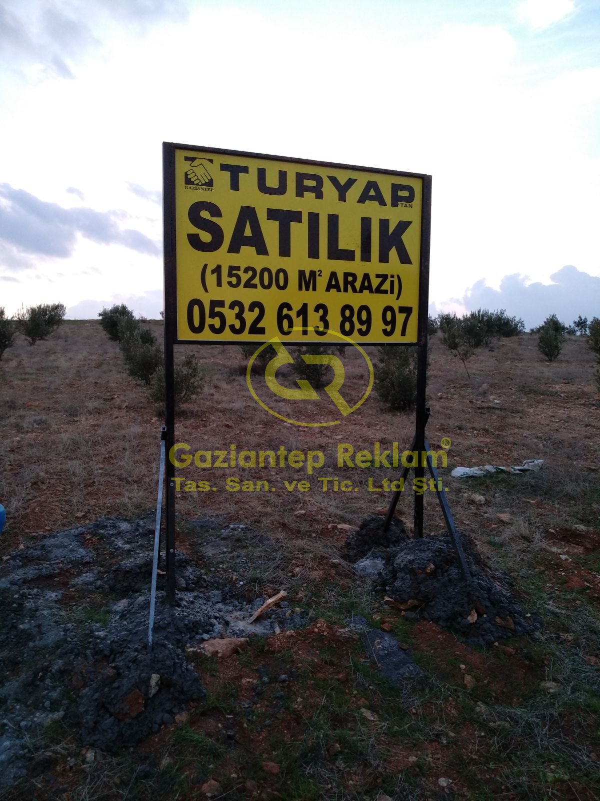 TURYAP Satılık Arazi Dijital Baskılı Direkli Sac Tabela